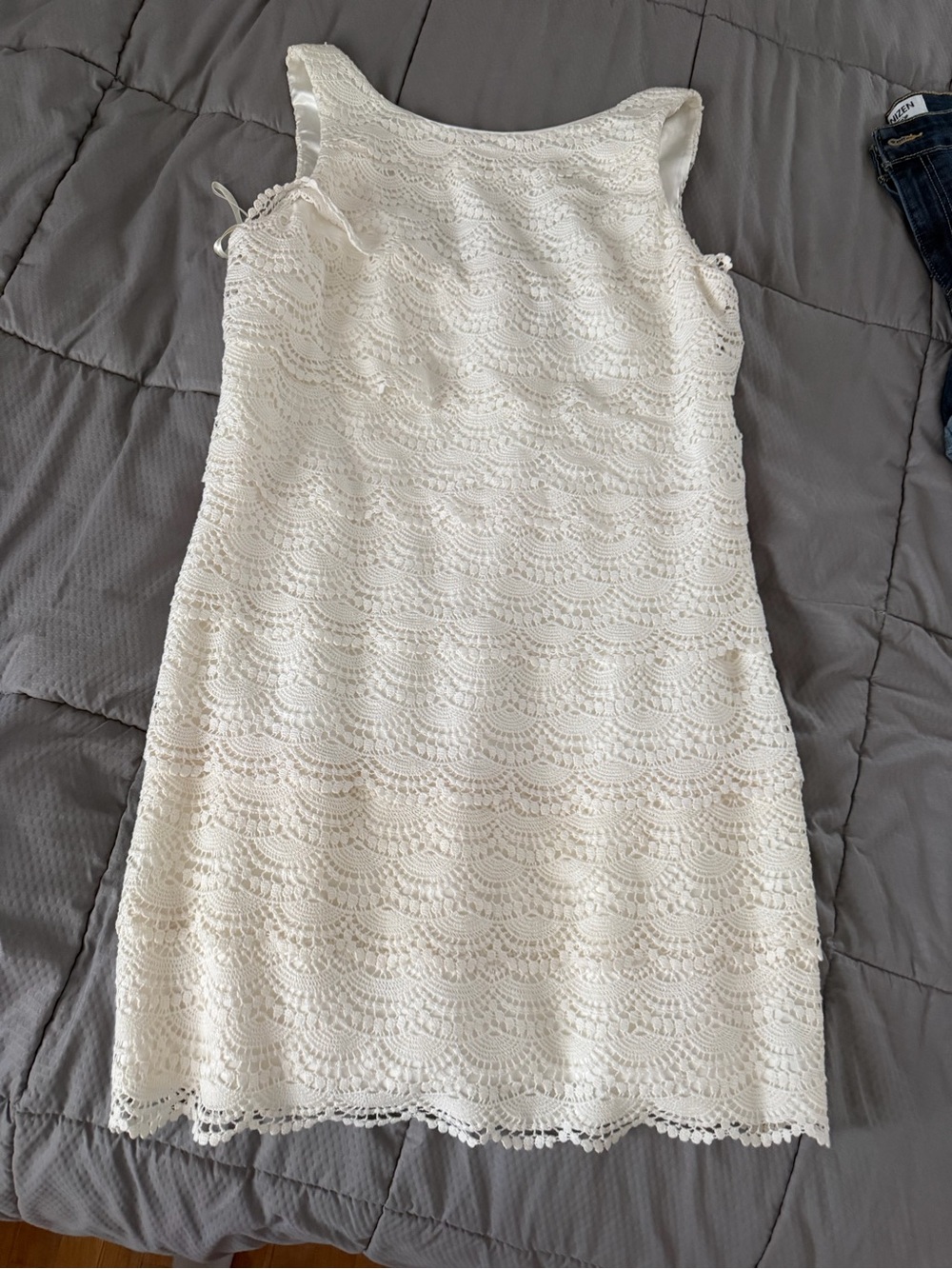 White House Black Market White Crochet Shift Mini Dress